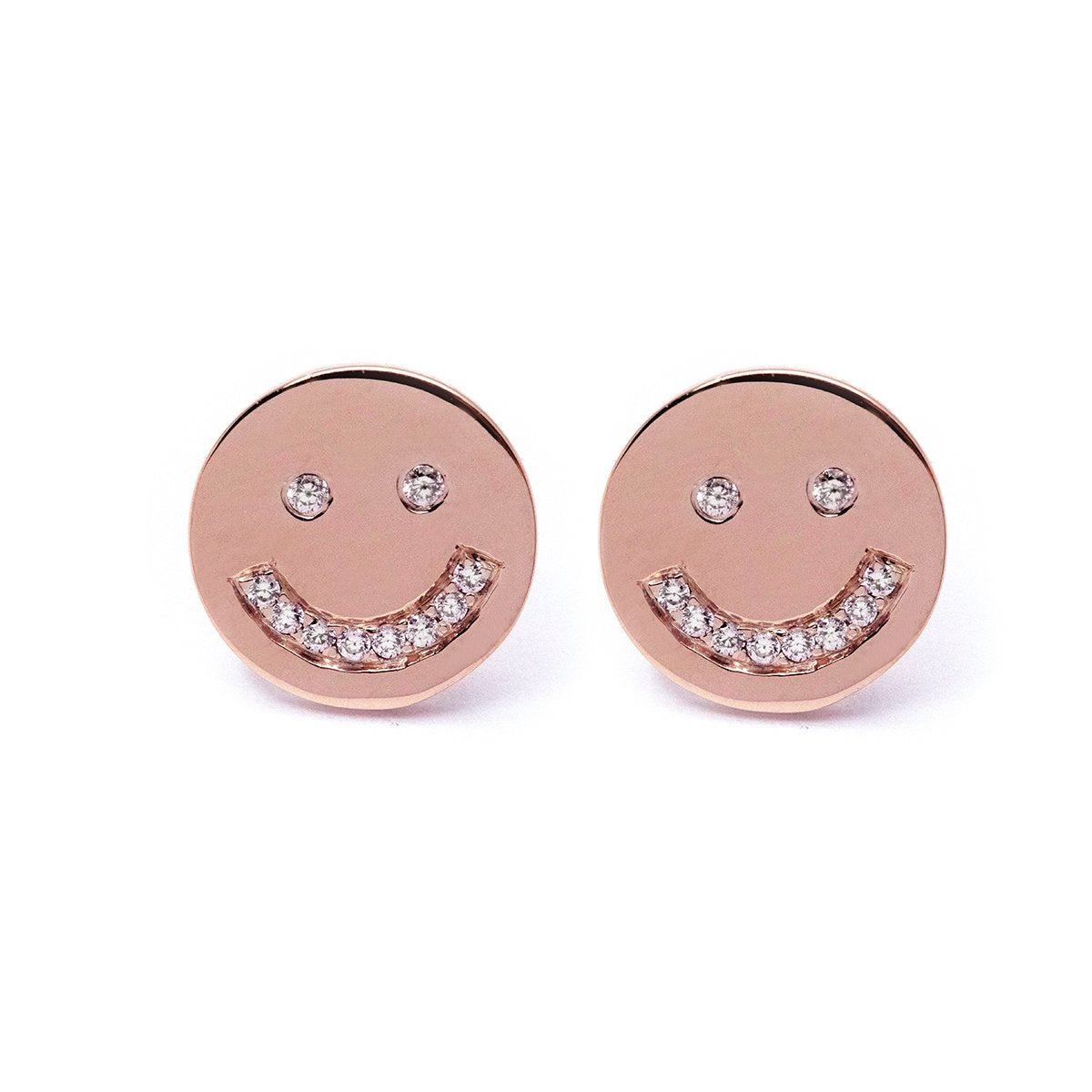 Smiling Face Earrings (Rose Gold) - Chainless Brain